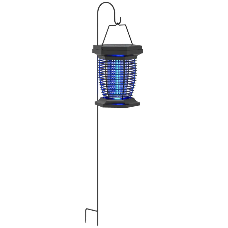 Solar & USB 2-in-1 Electric Fly Zapper & Garden Lantern - Black