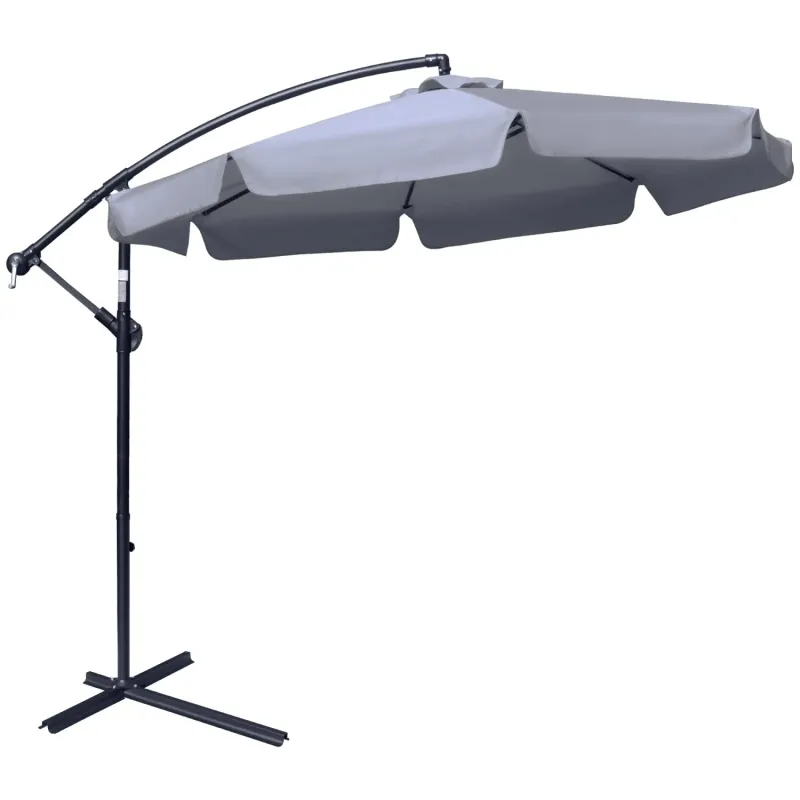 2.7m Cantilever Garden Parasol with Crank Handle - Dark Grey