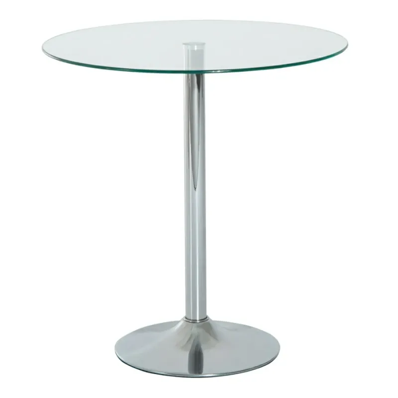 Round Glass Dining Table with Polished Steel Base