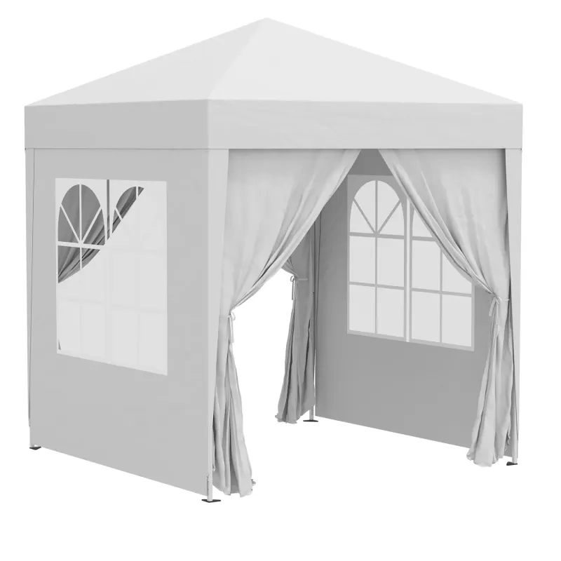 2m x 2m Pop-Up Garden Gazebo with Sidewalls and Windows - White