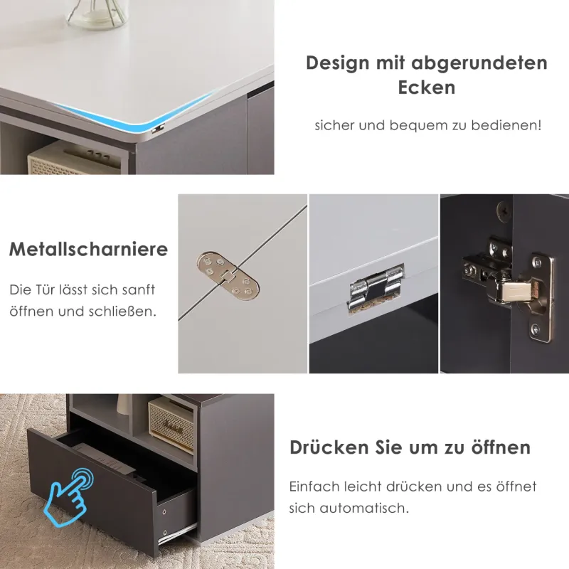 Grey Multi-Functional Lift-Top Coffee Table with 2 Drawers and Hidden Storage