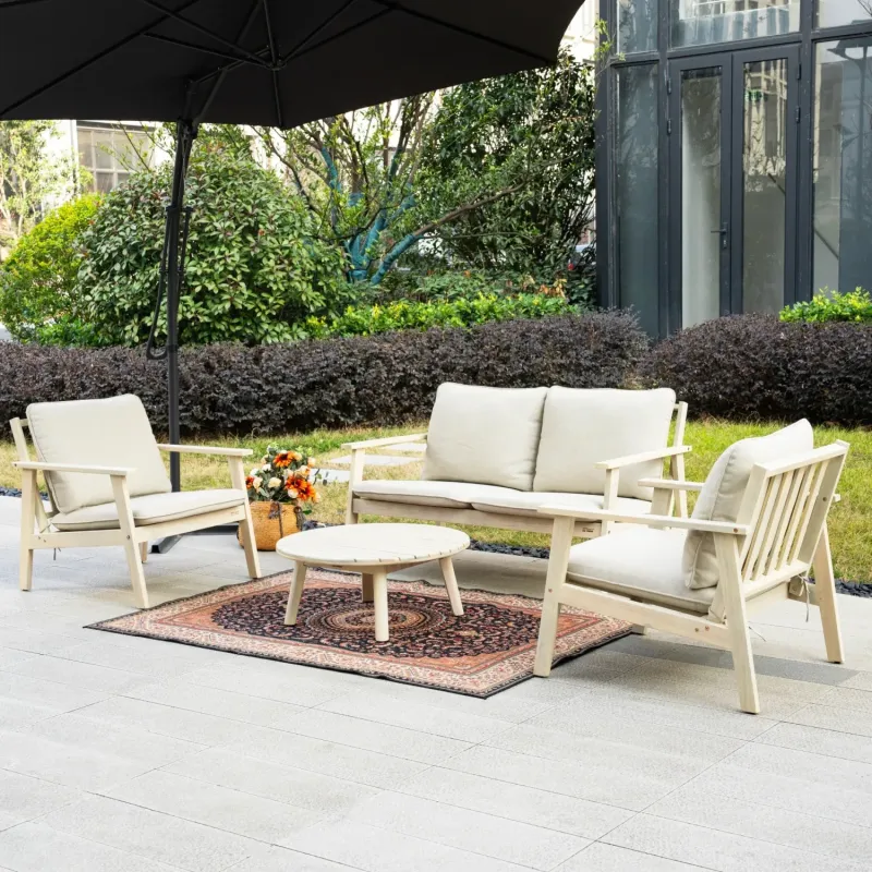 Solara 4-Piece Acacia Wood Outdoor Lounge Set - 4 Seater