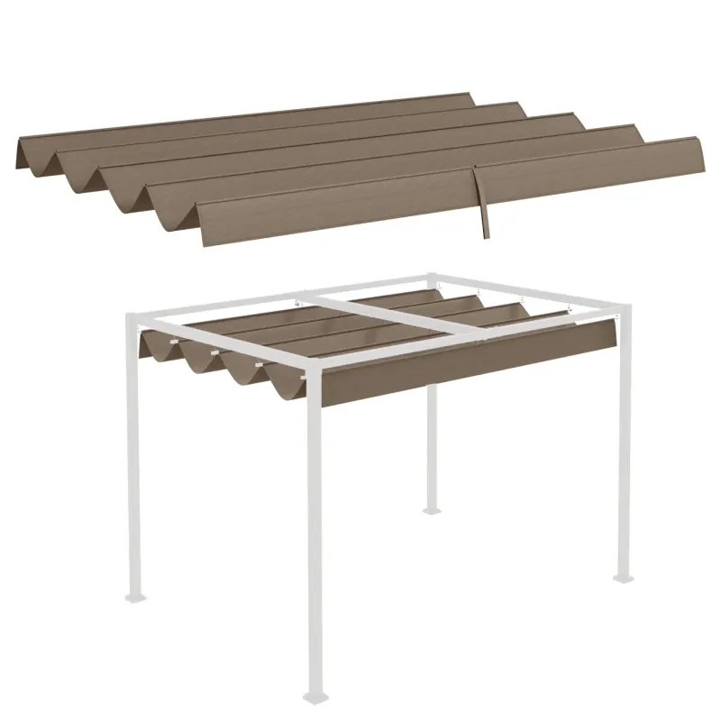 Retractable Pergola Replacement Canopy, 2.85m x 2m, UV30+, Coffee
