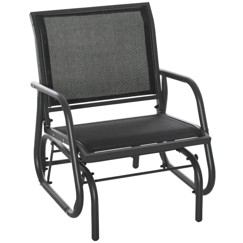 Outdoor Garden Glider Armchair with Breathable Mesh - Dark Grey