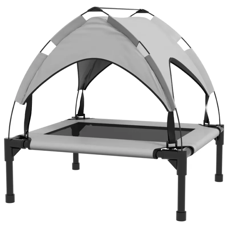 Cooling Raised Pet Bed with Canopy - Light Grey - 76cm