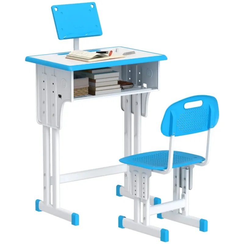 Adjustable Kids Desk and Chair Set with Storage - Blue