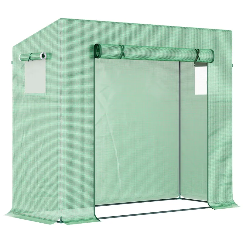 200cm Walk-In Polytunnel Greenhouse with Steel Frame - Green