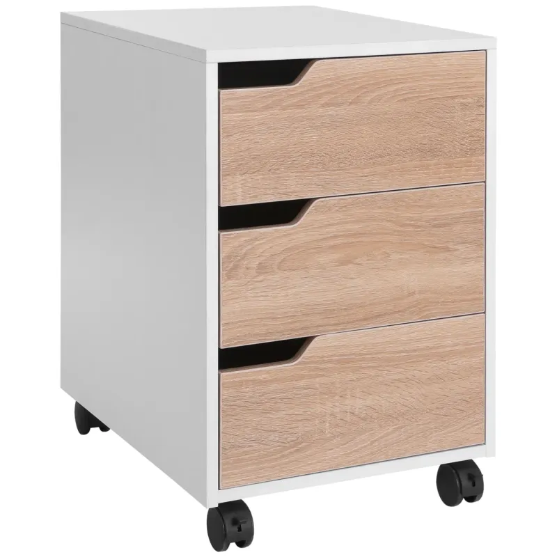 3-Drawer Mobile Filing Cabinet - Oak