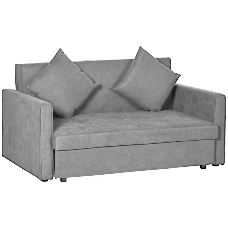 2-Seater Grey Velvet Sofa Bed with Hidden Storage
