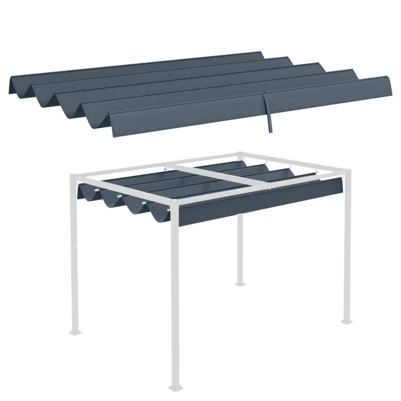 Retractable Pergola Replacement Canopy Cover, UV30+ Protected, 2.85 x 2m, Dark Grey