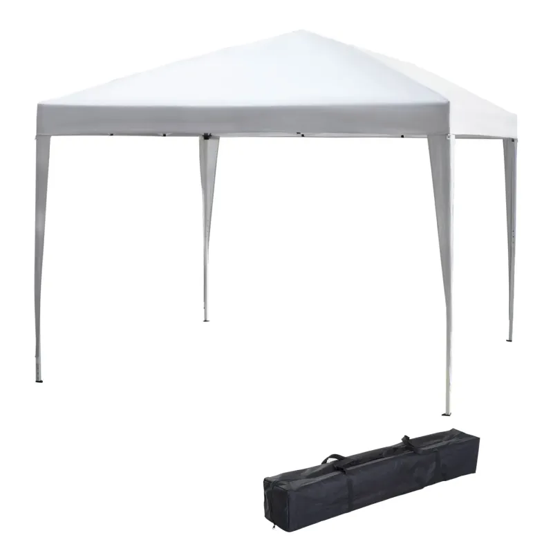 3m x 3m Pop-Up Garden Gazebo with Adjustable Height and Carrying Bag - White