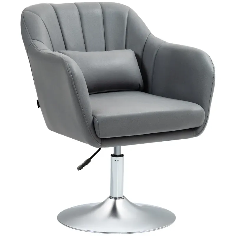 Microfibre Swivel Armchair, in Dark Grey, with Adjustable Height