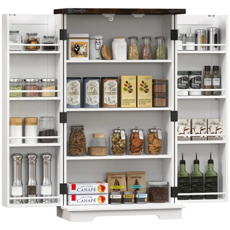 Multi-Storage Farmhouse Kitchen Larder Cupboard - White