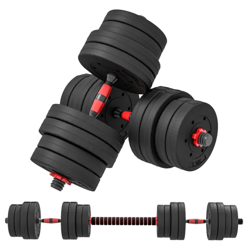 30kg 2-in-1 Adjustable Dumbbell and Barbell Weight Set - Black