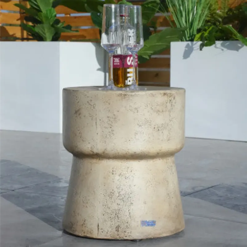 Waterproof Faux Wood Cylindrical Coffee Table