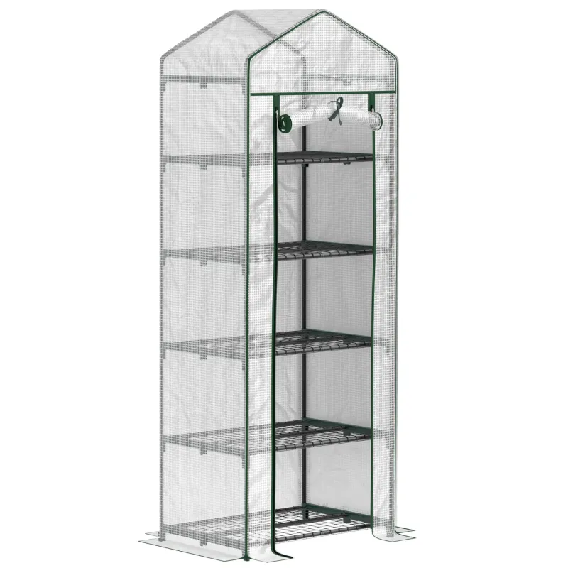 193cm Five Tier Mini Greenhouse - White