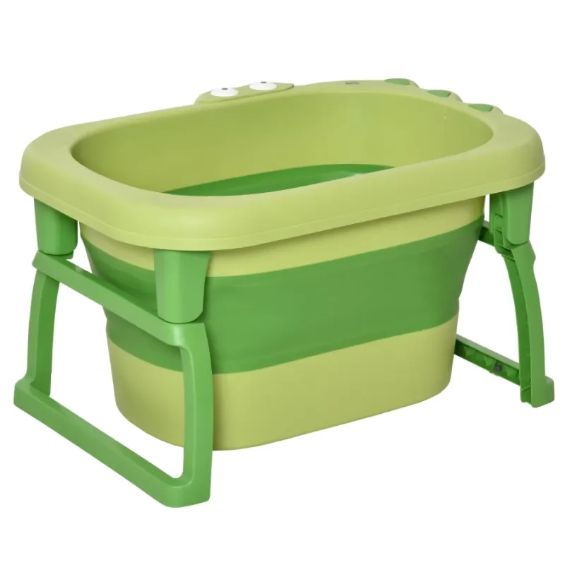 Foldable 2-in-1 Baby Bathtub with Stool - Green