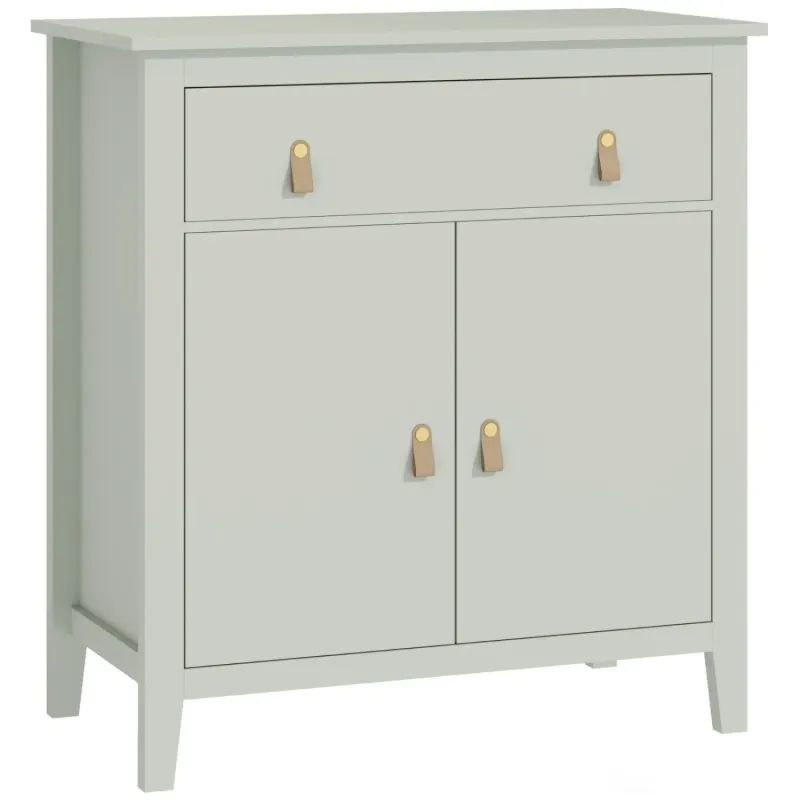 Wood Effect Sideboard, 80cm, in Light Green, with Drawer and Cupboard