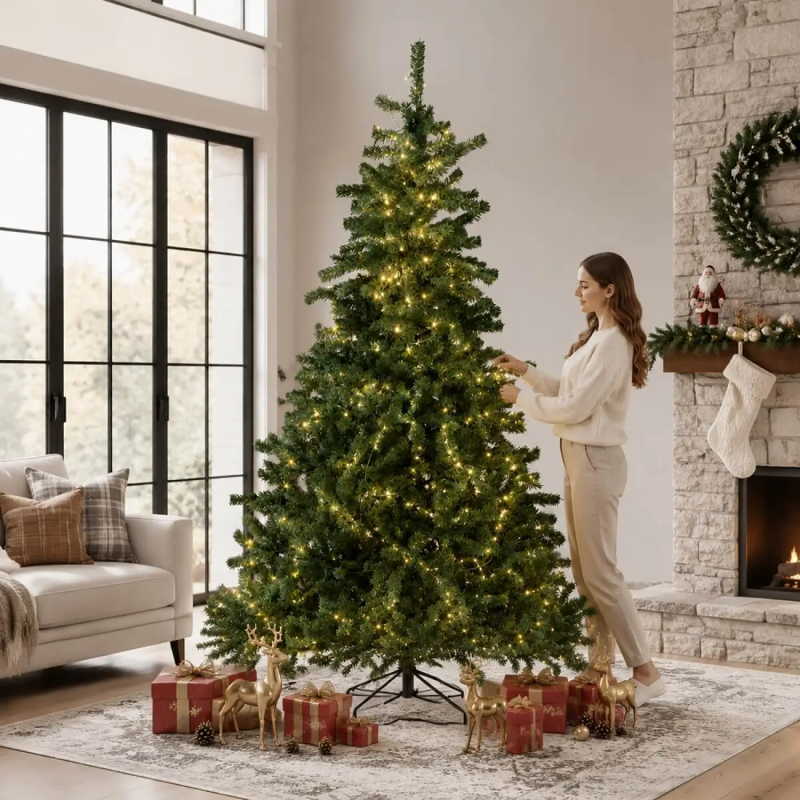 8ft Pre-Lit Artificial Christmas Tree with 500 Warm White LEDs