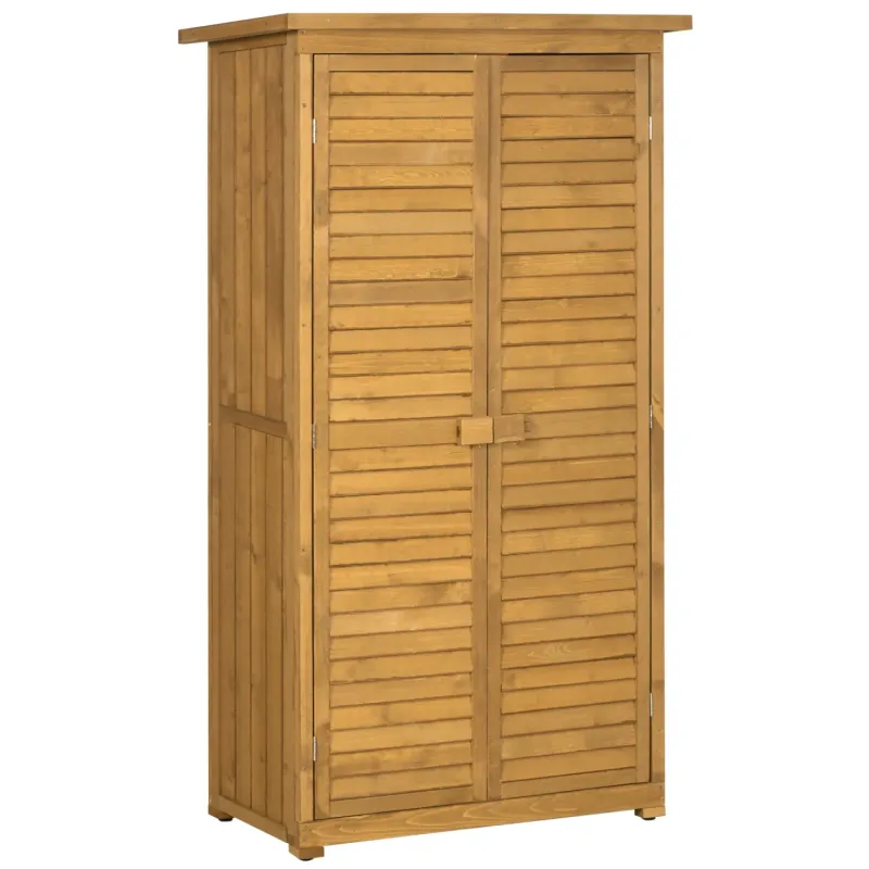  160cm Wooden Garden Storage Shed with Shutter Doors and 3 Internal Shelves