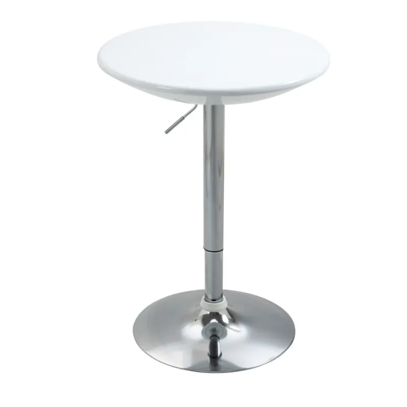 Round Adjustable Height Bar Table with Swivel Top, White
