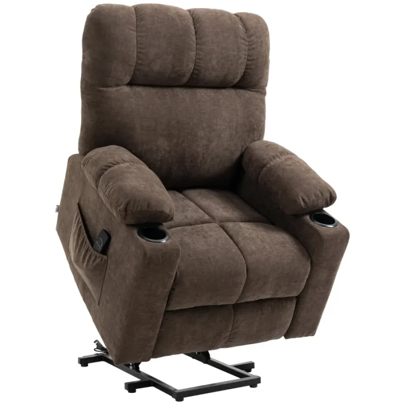 Electric Power Lift Riser Recliner Chair with Remote Control - Dark Brown Velvet