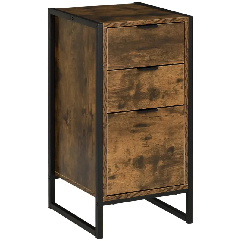 Industrial 3-Drawer Chest of Drawers - Rustic Brown