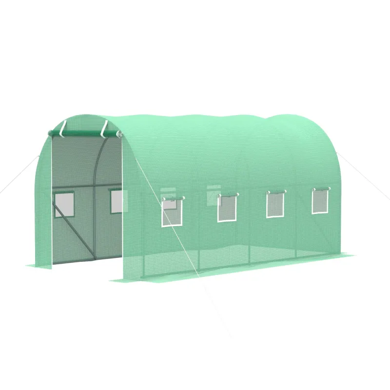4 x 2m Walk-in Polytunnel Greenhouse with 8 Mesh Windows