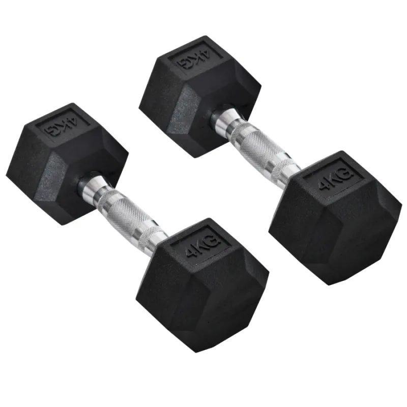 4kg Rubber Hex Dumbbell Set (Pair)