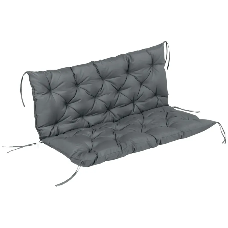 2 Seater Garden Bench and Swing Chair Cushion with Ties, 110 x 120cm - Dark Grey