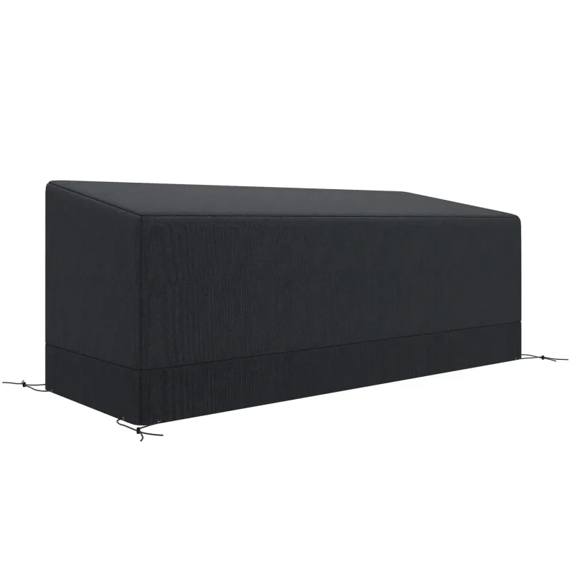 Rectangular 3 Seater Outdoor Furniture Cover, 600D Oxford Fabric, 190 x 72 x 76cm - Black