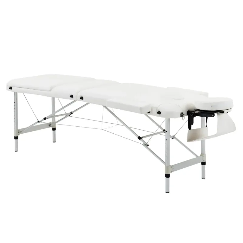 3-Section Portable Aluminium Massage Table - White