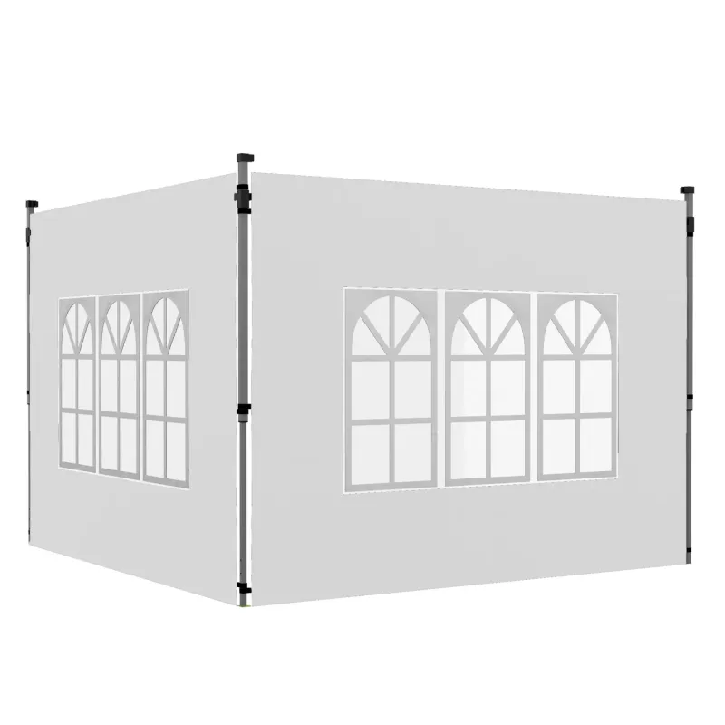 2 Pack Gazebo Side Panels with Windows for 3x3m or 3x4m Gazebos - White