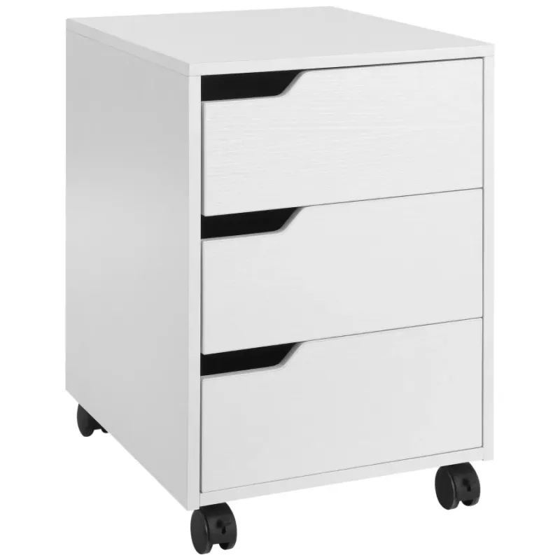 3 Drawer Mobile Filing Cabinet - White