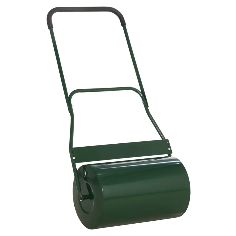 40L Steel Lawn Roller with Scraper Bar & Collapsible Handle - Green