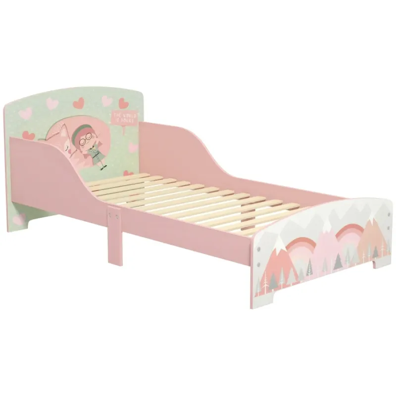 Animal Theme Toddler Bed Frame with Side Rails - Pink