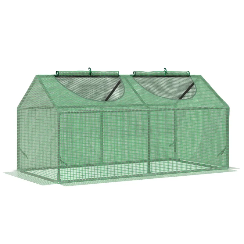 Mini Greenhouse with PE Cover and Observation Windows - 120 x 60 x 60 cm - Green