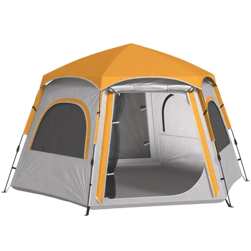 Instant Pop-Up 3-Man Dome Camping Tent with Vestibule - Light Grey