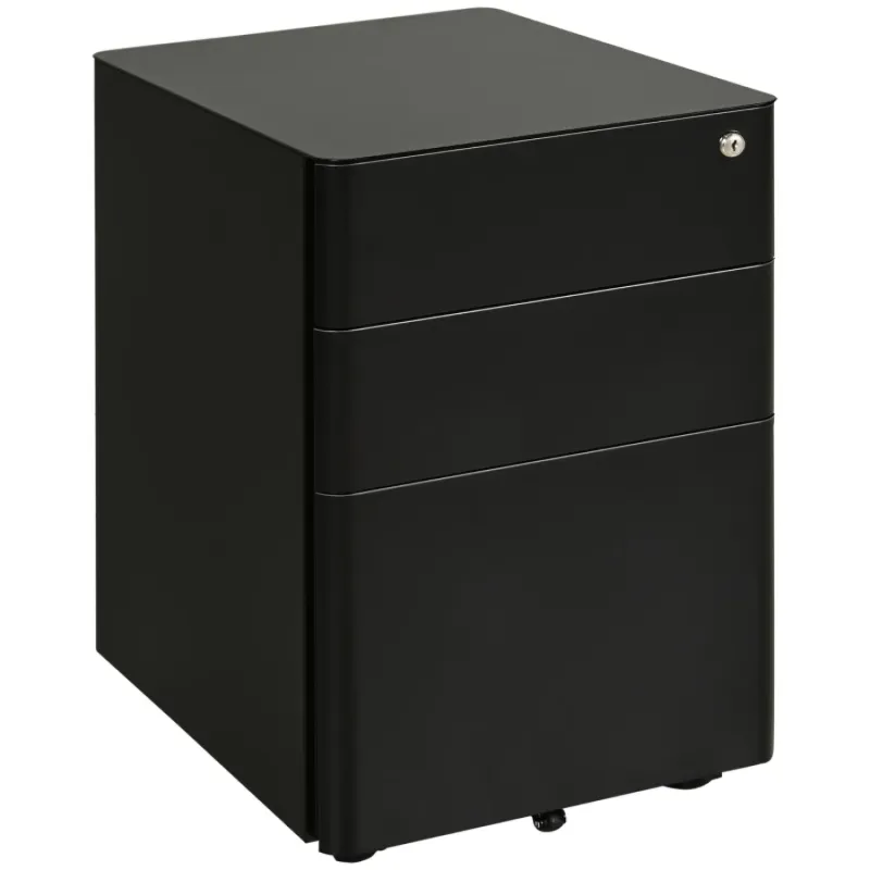 3-Drawer Steel Under-Desk Filing Cabinet with Lock