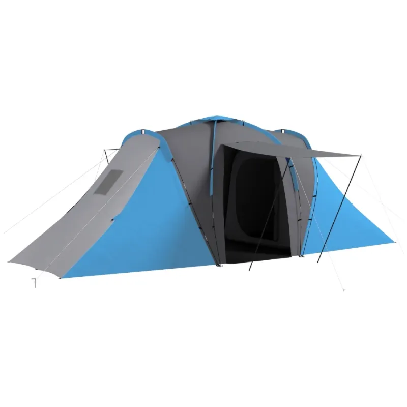 4-6 Person 2-Bedroom Tunnel Tent with Living Area - Blue