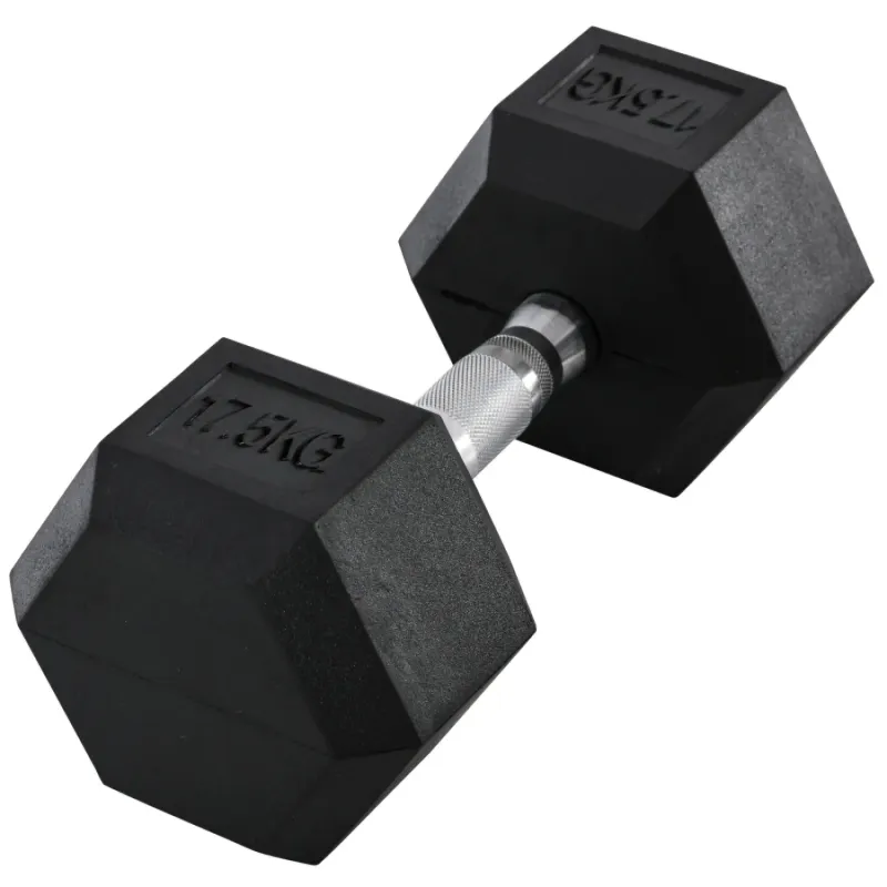 17.5kg Single Rubber Hex Dumbbell