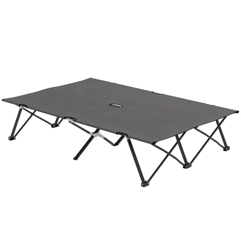 Double Folding Camping Bed with Carry Bag - Charcoal Grey