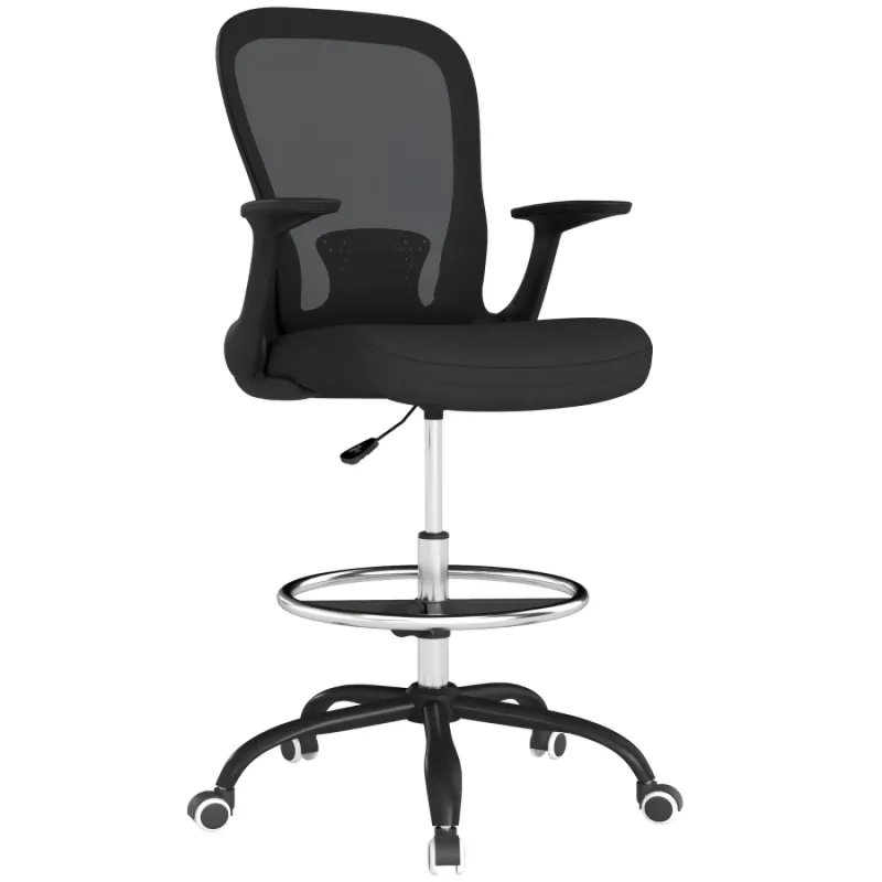 Draughtsman Mesh Ergonomic Office Chair with Flip-up Armrests, Black