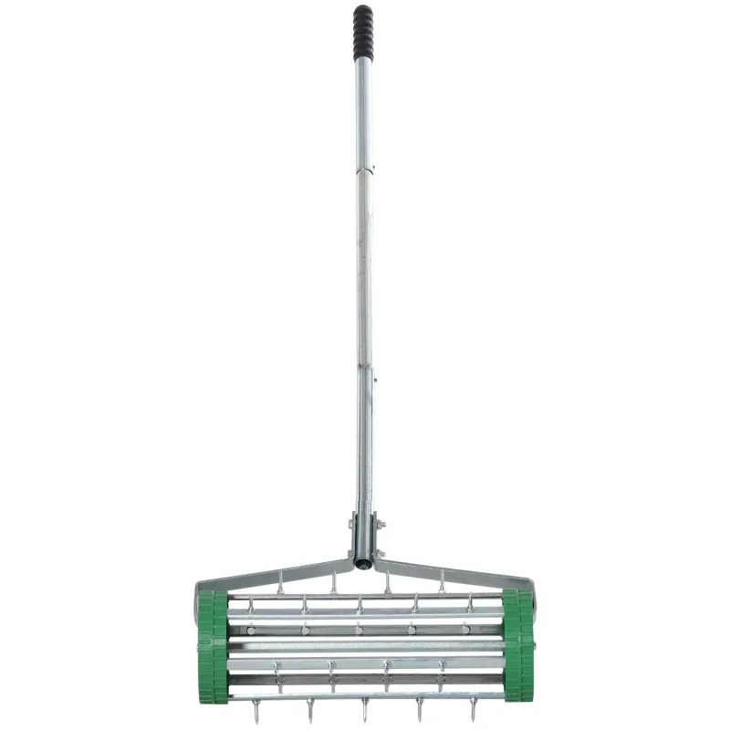 Garden Rolling Lawn Aerator with Heavy Duty Steel Handle