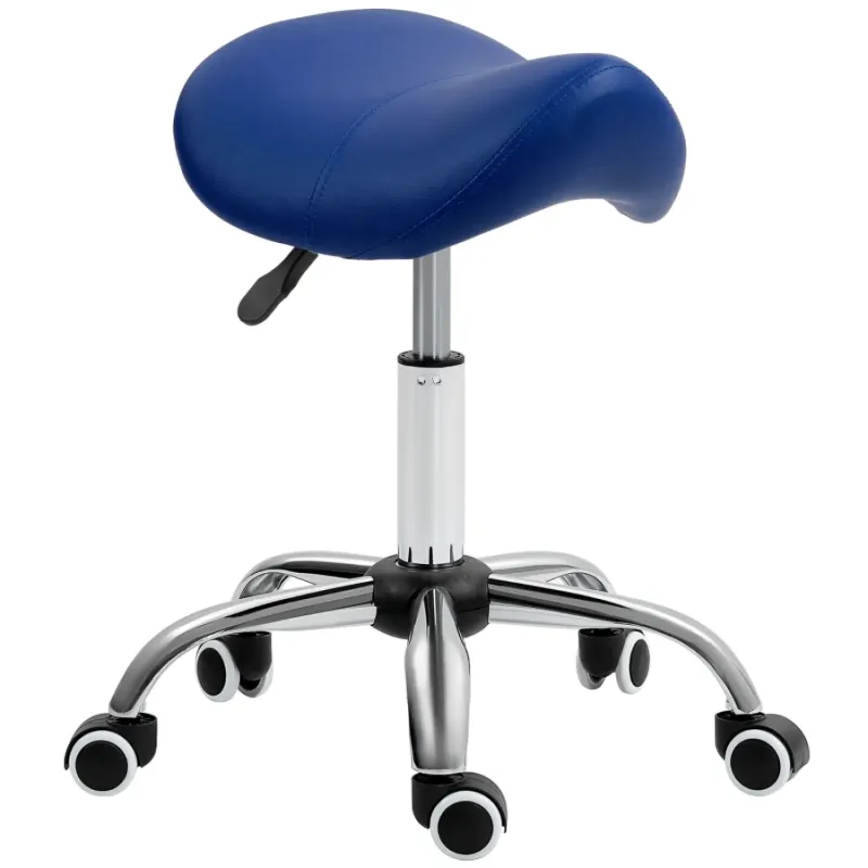 Dark Blue Saddle Stool Height Adjustable Salon Chair