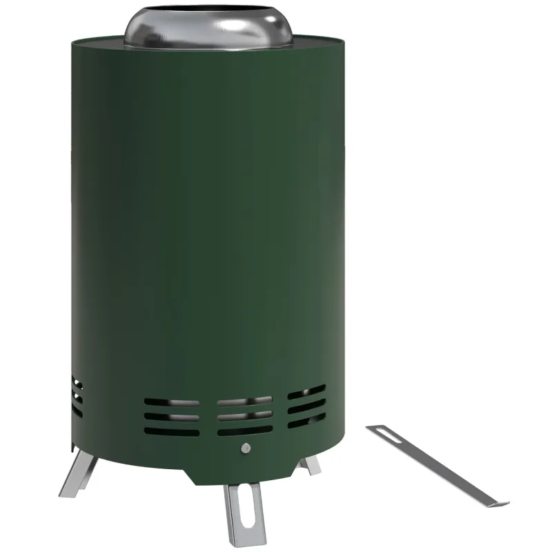 16cm Tabletop Smokeless Stainless Steel Fire Pit with Poker - Green