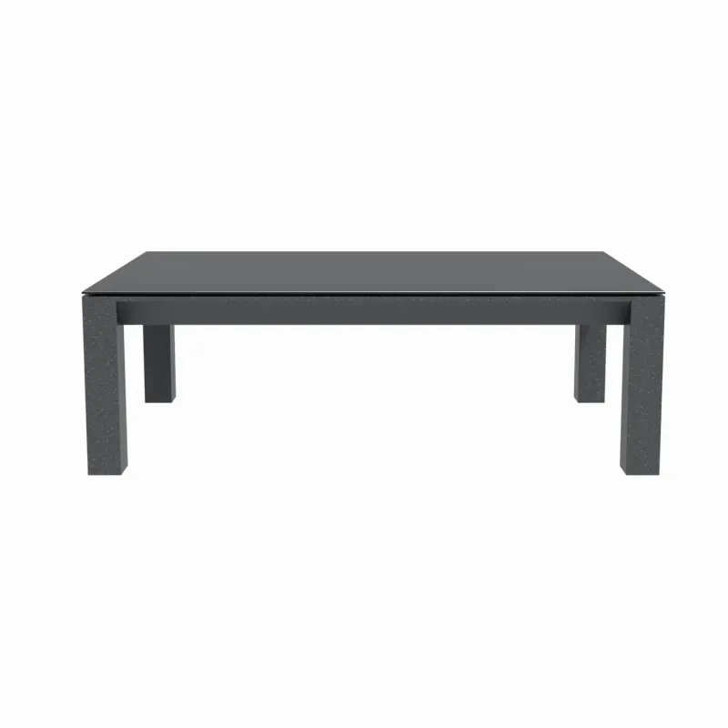 ARVE 120cm Outdoor Coffee Table - Aluminium Frame with Stone Effect Ceramic Glass Top