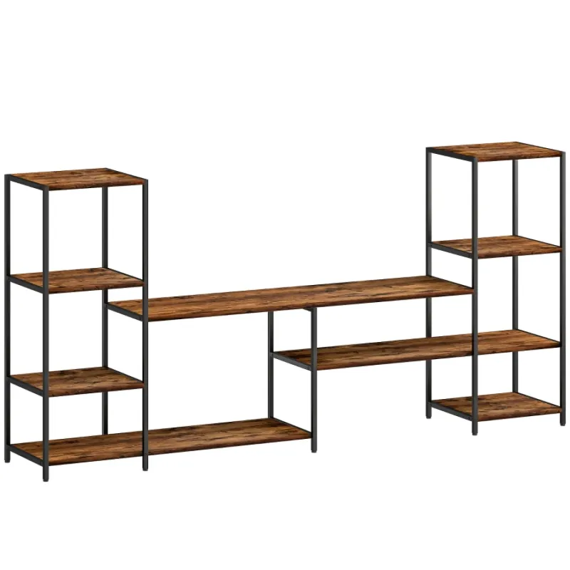 Industrial TV Unit with 8 Storage Shelves for TVs up to 55 Inches