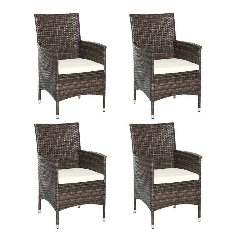  4-Piece Rattan Garden Chair Set with Washable Cushions