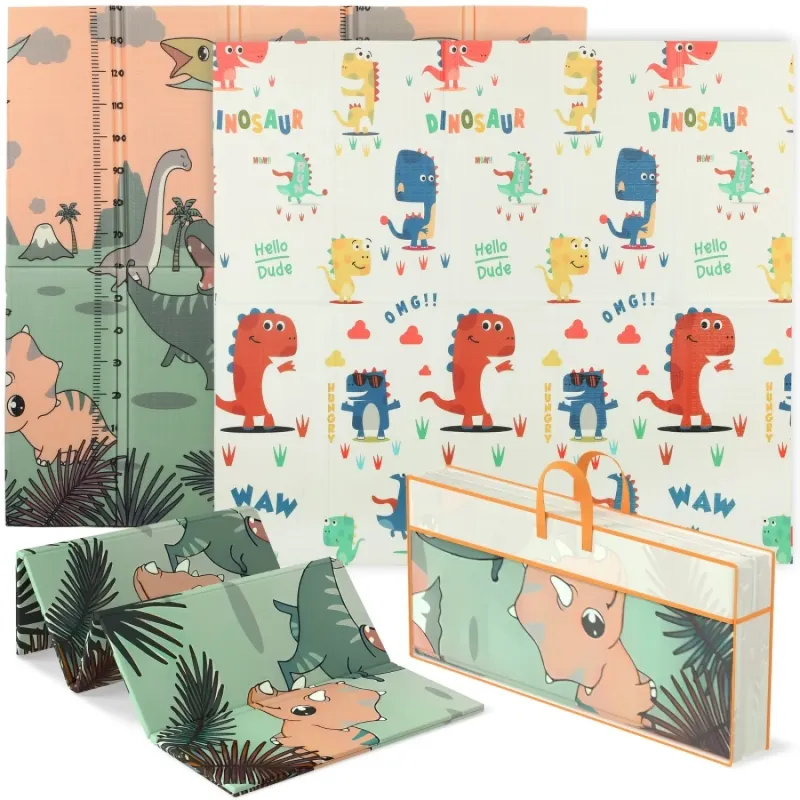 Reversible Dinosaur Baby Play Mat - 1.5cm Thick Foldable Crawling Mat